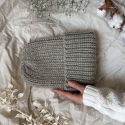 Wełniana czapka z wywinięciem - szara