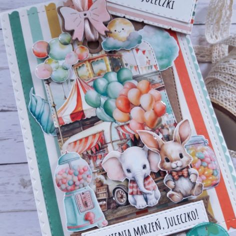 Kolorowa kartka urodzinowa dla dziewczynki, personalizacja