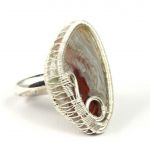 Srebrny regulowany pierścionek z agatem crazy - srebrny pierścionek wire wrapped