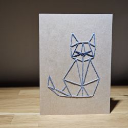 Kartka okolicznościowa - haftowana - kot