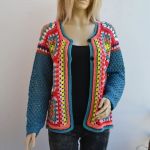 Rozpinany kolorowy sweter - crochet sweater