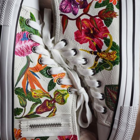 Ręcznie malowane ocieplane trampki ORCHIDEA