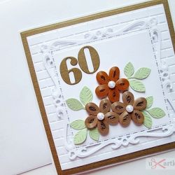 Kartka URODZINOWA biało-brązowa