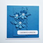 Kartka urodzinowa z życzeniami - ciemnoniebieska - Kartka urodzinowa z kwiatami