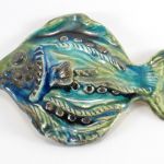 Ryba ceramiczna granatowo zielona - ryba na ścianę