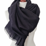 Szal lniany czarny szalik damski Feltmondo  - Szalik damski