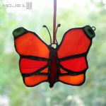 Motyl w pomarańczach - witrażowy motyl