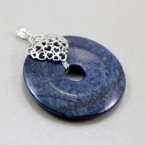 Lapis lazuli z pirytem i srebro - wisior