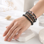 Zestaw 6 Bransoletek Boho - Lawa Wulkaniczna, Jadeit i Szkło | Komplet na Gumce - 