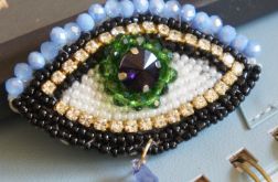 Broszka ze złym okiem ręcznie wykonany amulet