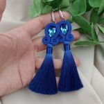 Kobaltowe niebieskie kolczyki chwosty - długie chwosty