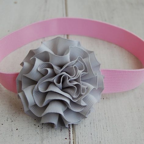 Opaska niemowlęca - "Szaro na różu"