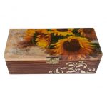 Słoneczniki szkatułka z trzema przegrodami - pudełko na bizuterię