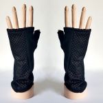 Rękawiczki mitenki czarne z siatką  - 