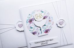 Kartka na Komunię ręcznie robiona z kielichem