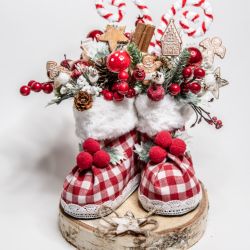Dekoracja bożonarodzeniowa buty mikołaja 