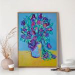 obraz ręcznie malowany kwiaty w wazonie matisse style - 