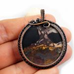 Jaspis miedziany wisior z jaspisem unisex - amulet miedziany