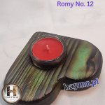 Świecznik drewniany serce zielony Romy No. 12 - 