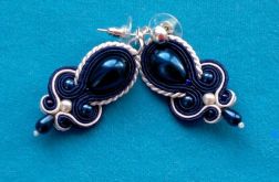 Kolczyki Granatowa Perła & Ecru