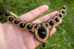 Naszyjnik sutasz Beżowo-czarny Agat, Onyks