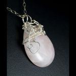 Srebrny wisior z kwarcem różowym handmade - Sterling Silver pendant with Rose Quartz, gift for her gift for mom , pink quartz, unique artisan handcrafted jewelry for women /no chain/