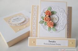 Kartka PAMIĄTKA I KOMUNII z różyczkami #4