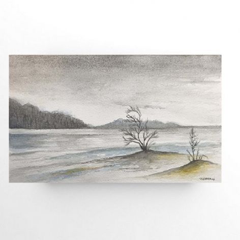 Pejzaż-praca formatu 15/25 cm. 