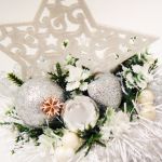 Stroik dekoracja Boże Narodzenie Gwiazda srebrno-biała - Stroik świąteczny