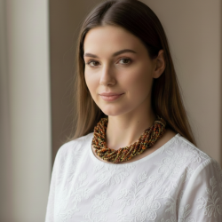 Naszyjnik Z Koralików Miedziany Splendor