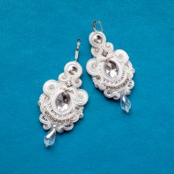 Kolczyki Łamana biel & Kryształy