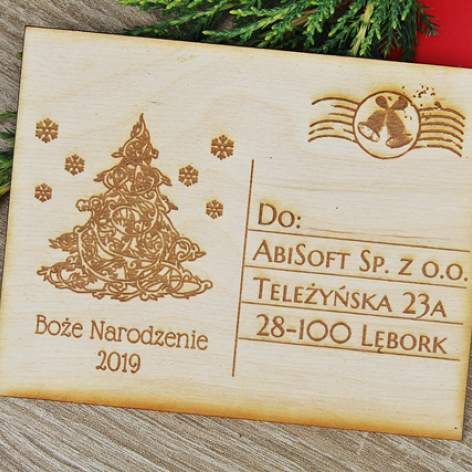 Życzenia świąteczne GRAWER kartka drewniana