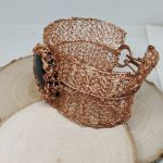 Bransoletka wire crochet z labradorytem miedź - Miedziana bransoletka z labradorytem