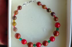 Bransoletka z kamieni koral jaspis Agat