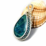 Apatyt, srebrny wisior z apatytem łezka - amulet srebrny z apatytem