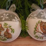 Bombki/medaliony na choinkę "Zima w lesie" – 2 szt. - śnieżny blask i elegancja