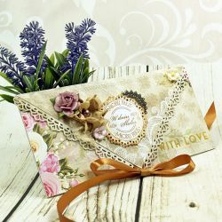 Kartka na ślub -ogród w złocie