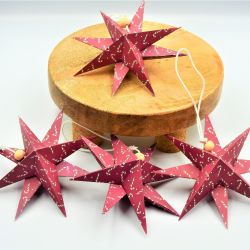 Bombki origami czerwone gwiazdy 4 sztuki cukrowe laski
