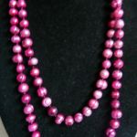 Purpurowe, wiśniowe perły naturalne, sznur pereł, naszyjnik - 