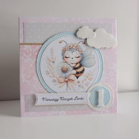 Kartka na urodziny roczek pszczółka 