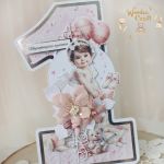 Kartka cyferka na roczek "CottonGirl1" GOTOWA - 