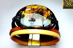 "51" - bransoleta z żywicy i rzemieni