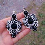 Kolczyki Czerń, Srebro & Ecru Zamówienie dla Eweliny - 