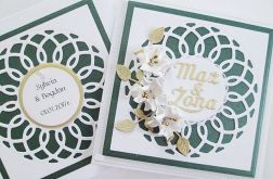 Kartka MĄŻ & ŻONA biało-zielona