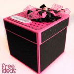 Czarno-różowy exploding box z tortem - 