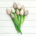 TULIPANY, beżowy bawełniany bukiet - bawełniany bukiet beżowych tulipanów