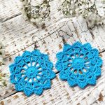 Kolczyki szydełkowe rozetki - turkus - 