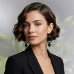 Kolczyki Koła Koralikowe Małe Czarne z Liściem - 