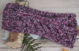 Długie mitenki z warkoczem melanżowe