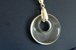 Kryształ górski, delikatny wisiorek, kółko, donut